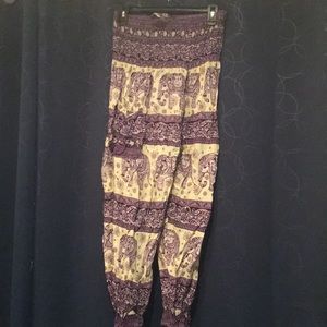 Purple Elephant Harem Pants With Pockets